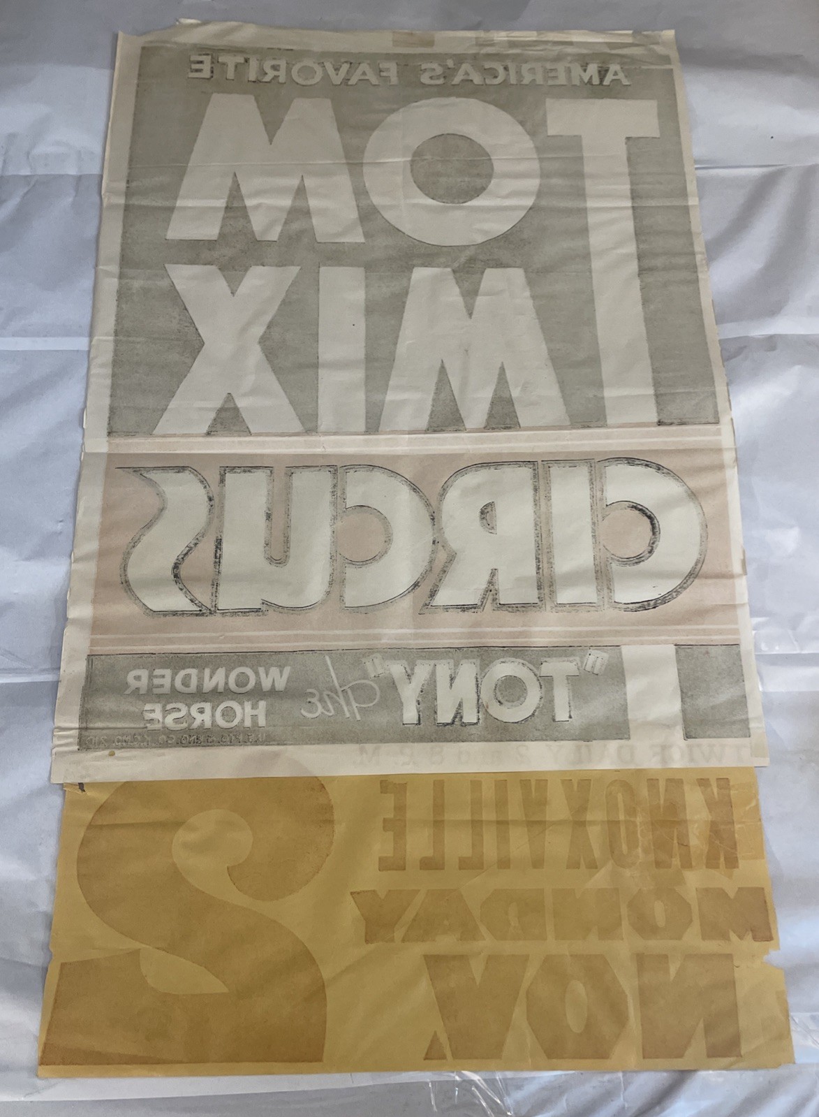 Vintage 35.5x21 Inch Tom Mix Circus Poster “Tony” The Wonder Horse Knoxville Ten