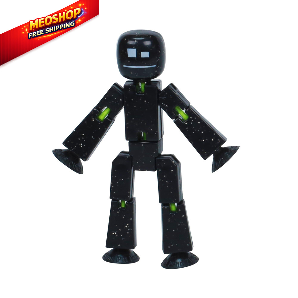 Zing StikBot Single Pack - Includes 1 3 inches tall, Solid Black Sparkle