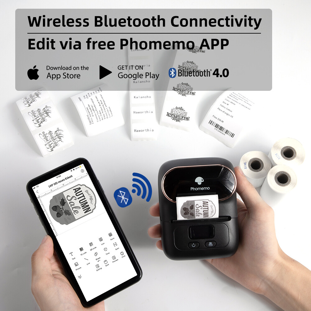 Portable M110 Printer Wireless Pocket Mobile POS Thermal Label Receipt Printer
