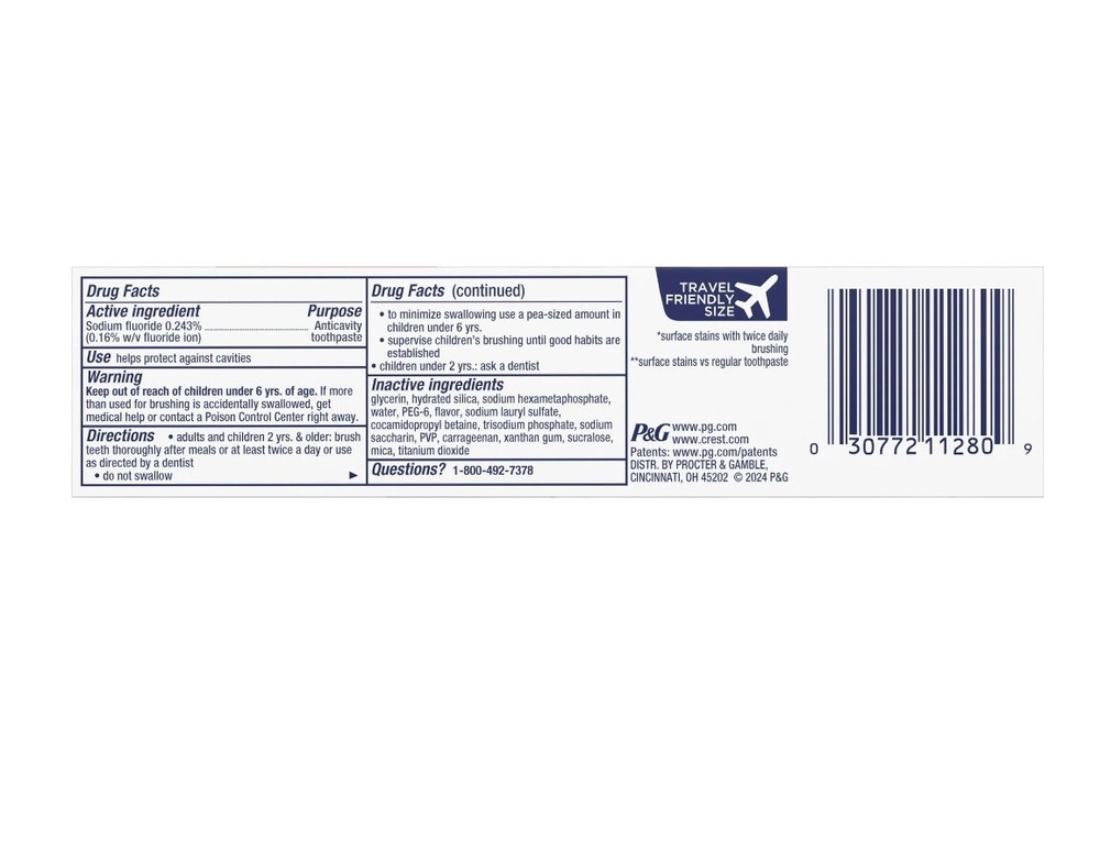 Crest 3D-White Fluoride Toothpaste Brilliance Vibrant Peppermint 2.4oz