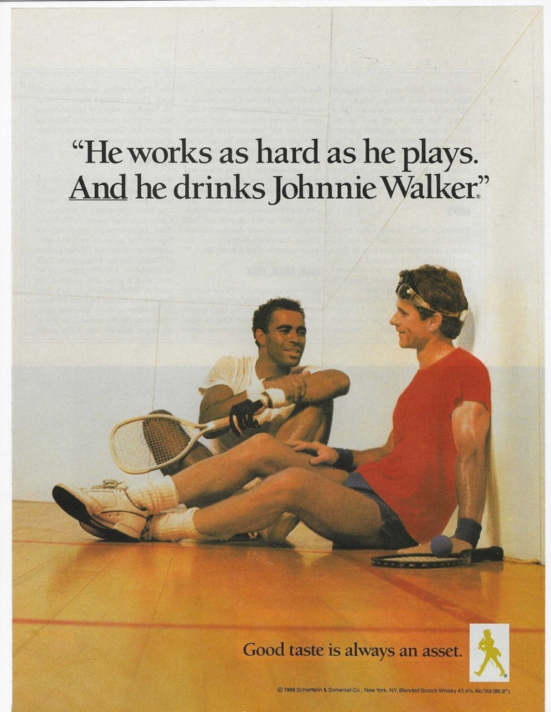 HE DRINKS   JOHNNIE WALKER  ORIGINAL PRINT AD