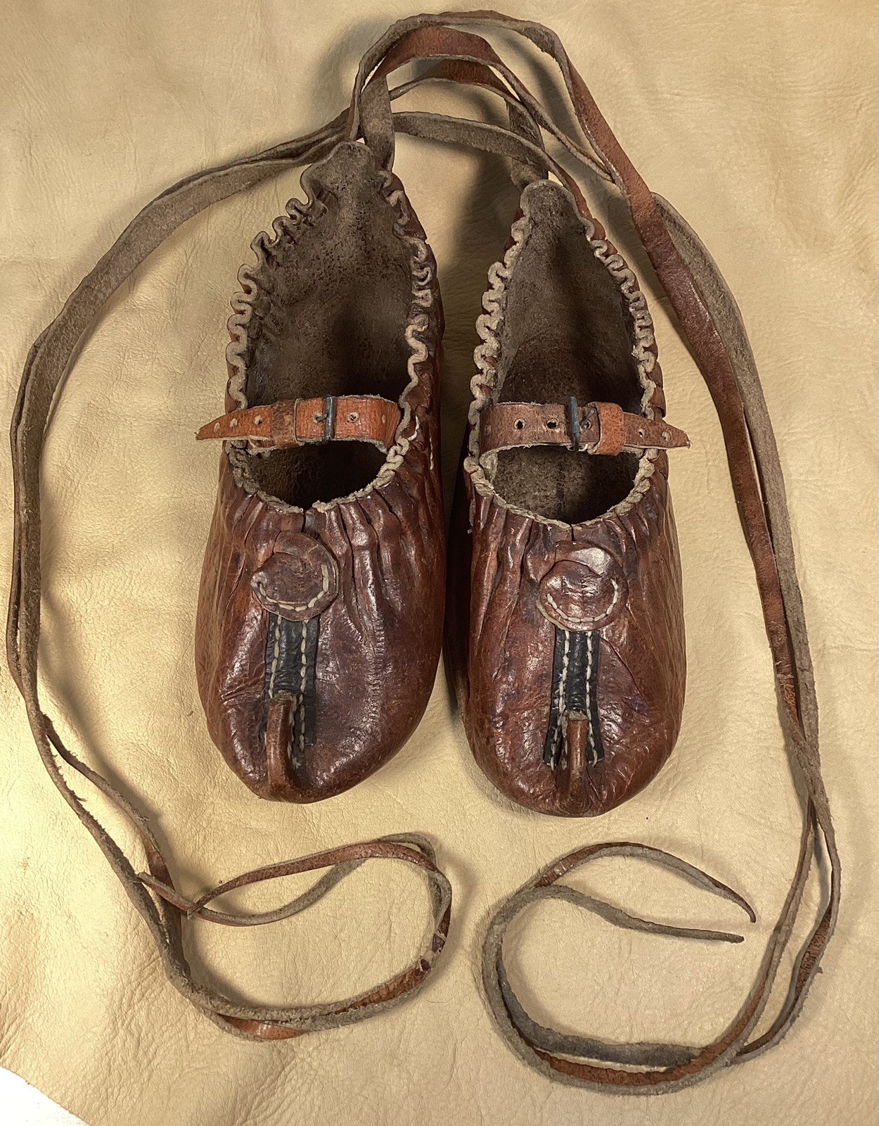 Antique 18th C. Scandinavian Reindeer Moccasins Sami Mukluks Caribou Finnish