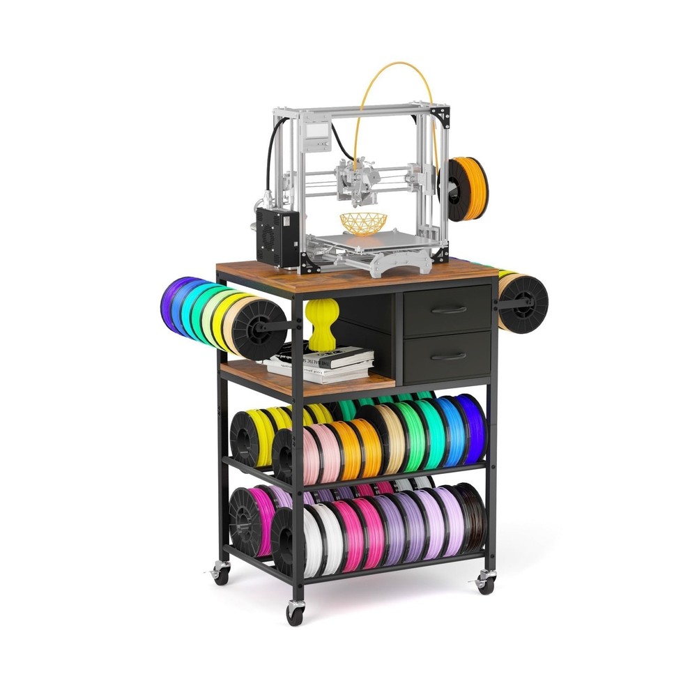 3D Printer Stand with Filaments Storage, Rolling 3D Printer Table Filament St...