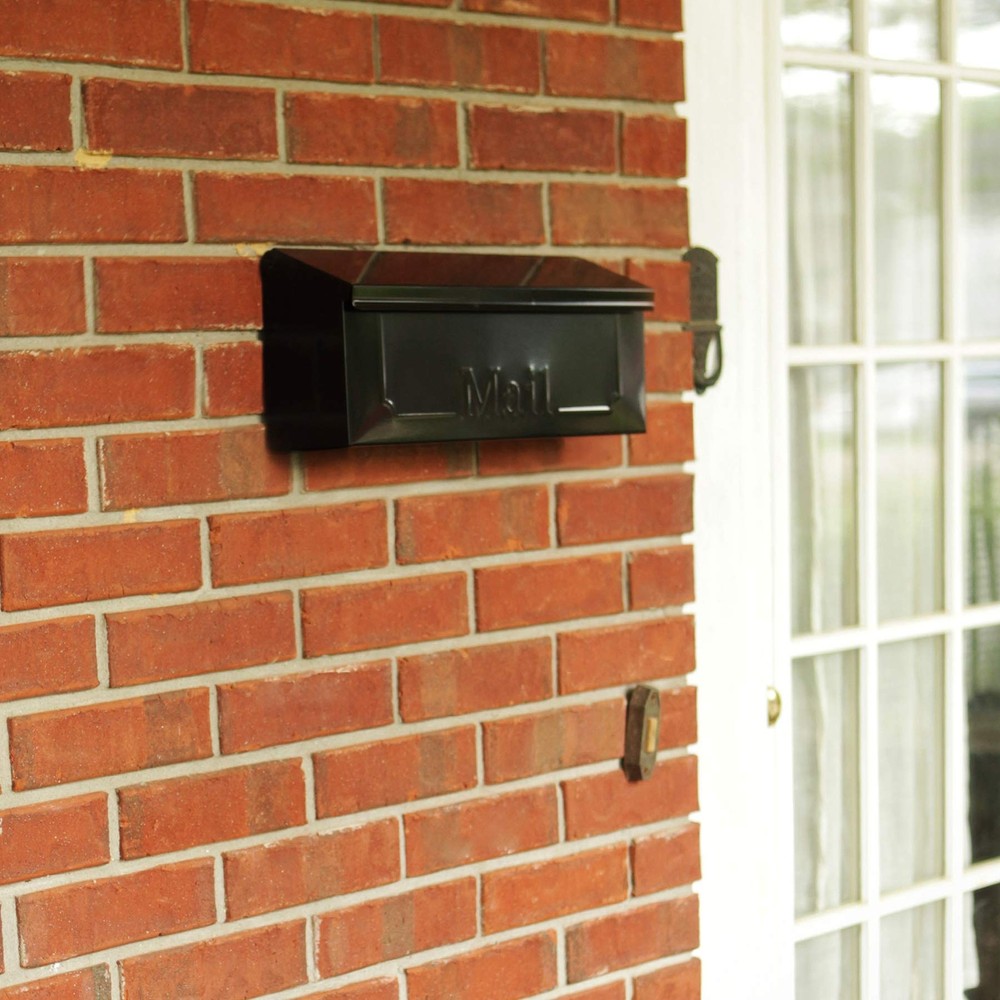 Small Black Wall Mount Mailbox Rust Resistant Galvanized Steel for Magazines ...