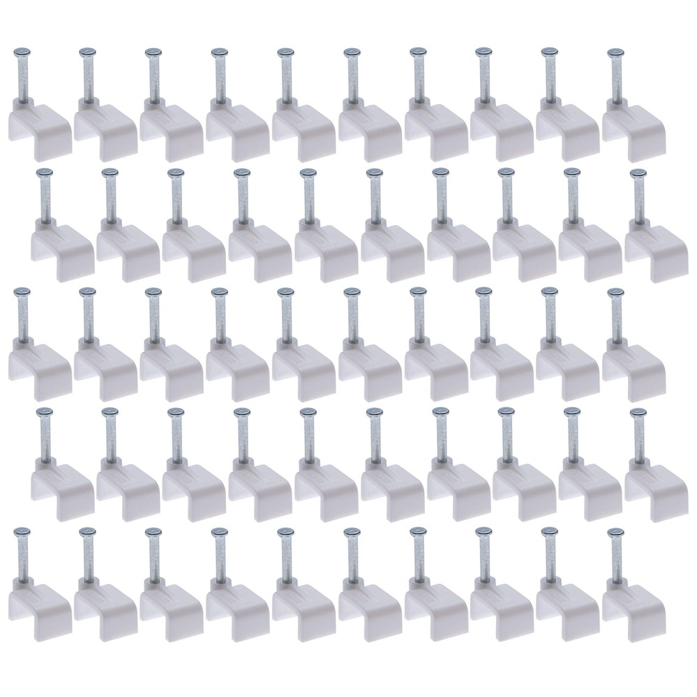 Flat White Cable Nail Clips 10mm Plastic Electrical Wire For Cat 5 5e / 6 6a / 7