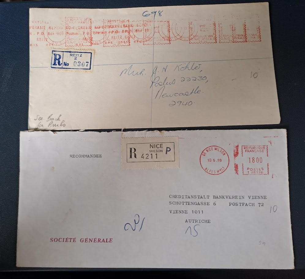 6 Registered World Covers Used with Labels