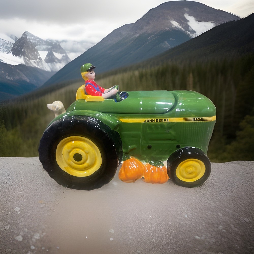 John Deere Summers Harvest Ceramic Cookie Jar Tractor