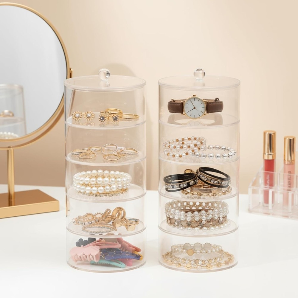 5 Layers Acrylic Belt Organizer, Stackable Belt Storage Box Clear Display Cas...