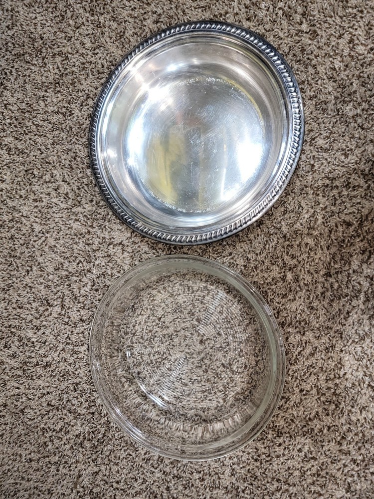 VTG - Sheffield USA Silver Plate Covered Server w/ Pyrex Insert