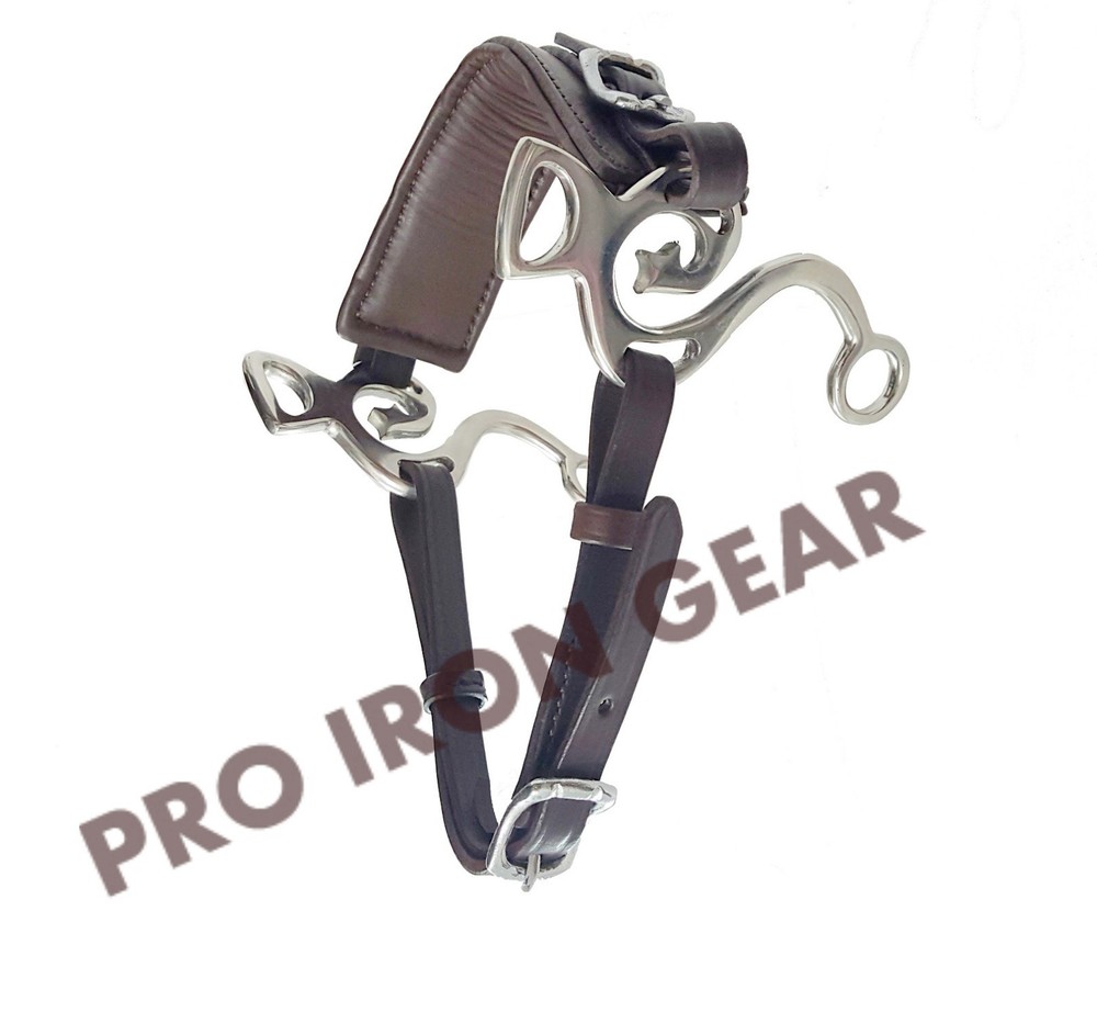 Hackamore Bitless Horse Bit English Western Adjustable Brown Leather