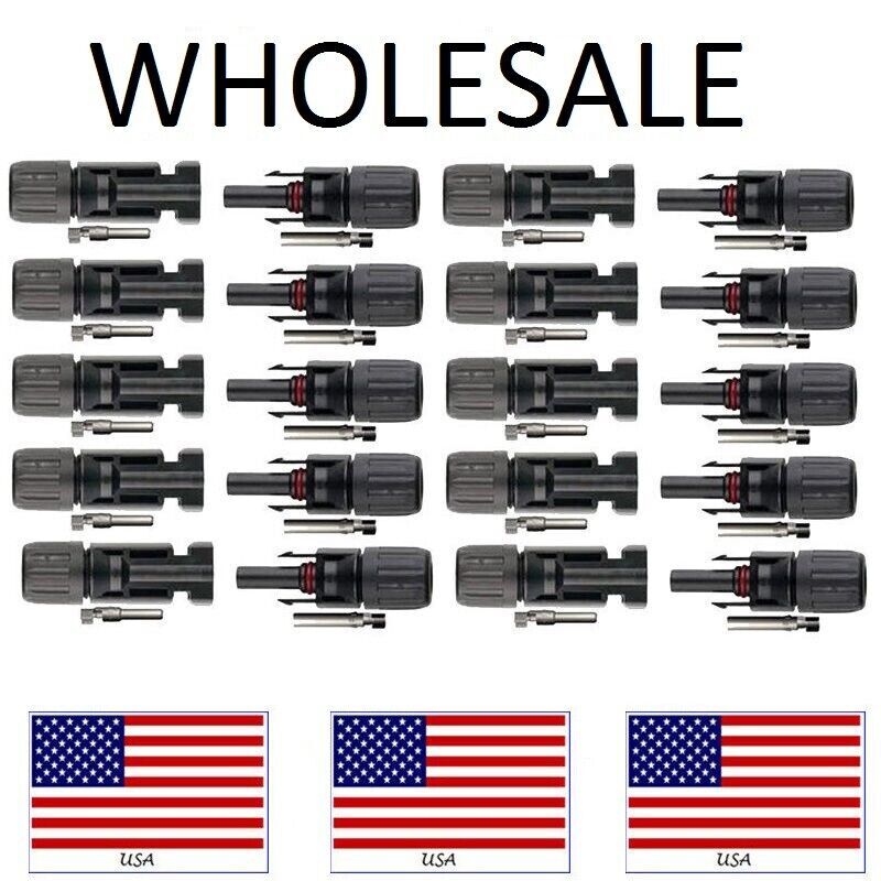 Waterproof 10/20/50/100 Pairs Male Female Wire Cable Connector Set Solar Panel