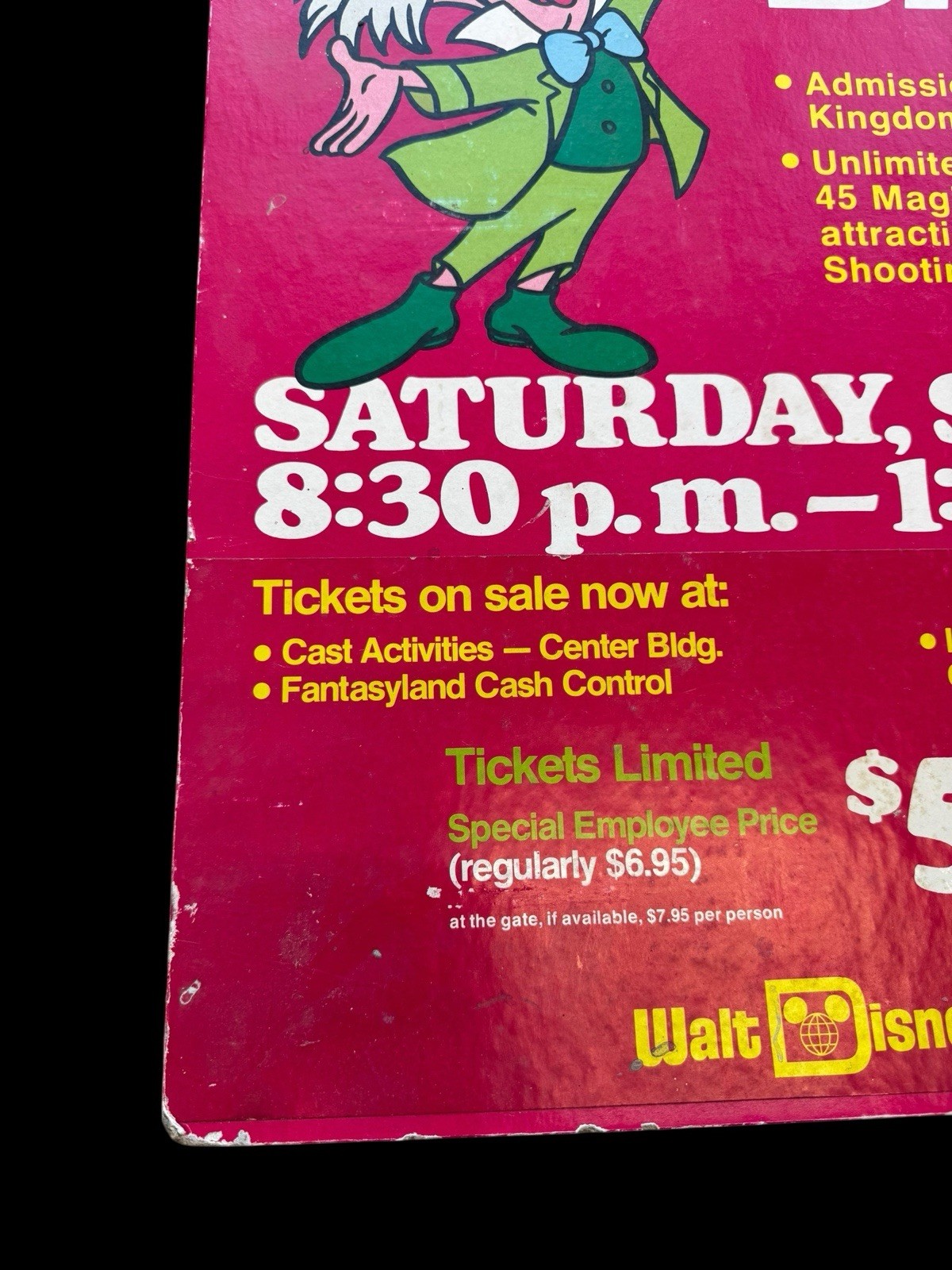 Rare Disney Mad Hatter's Ball Display Sign Strabuck Sylvers KC Sunshine Band 29"