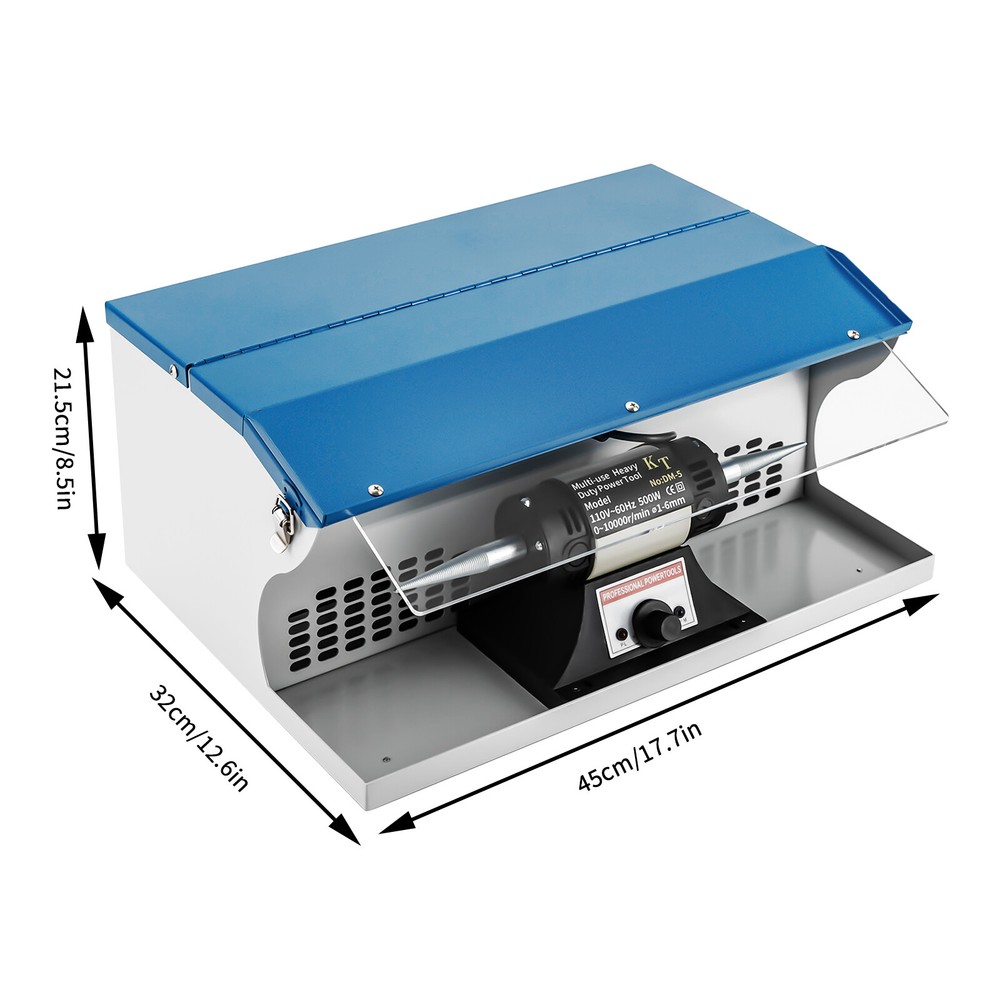 Tabletop Polishing Buffing Machine Jewelry Polisher Dust Collector W/ Light 200W