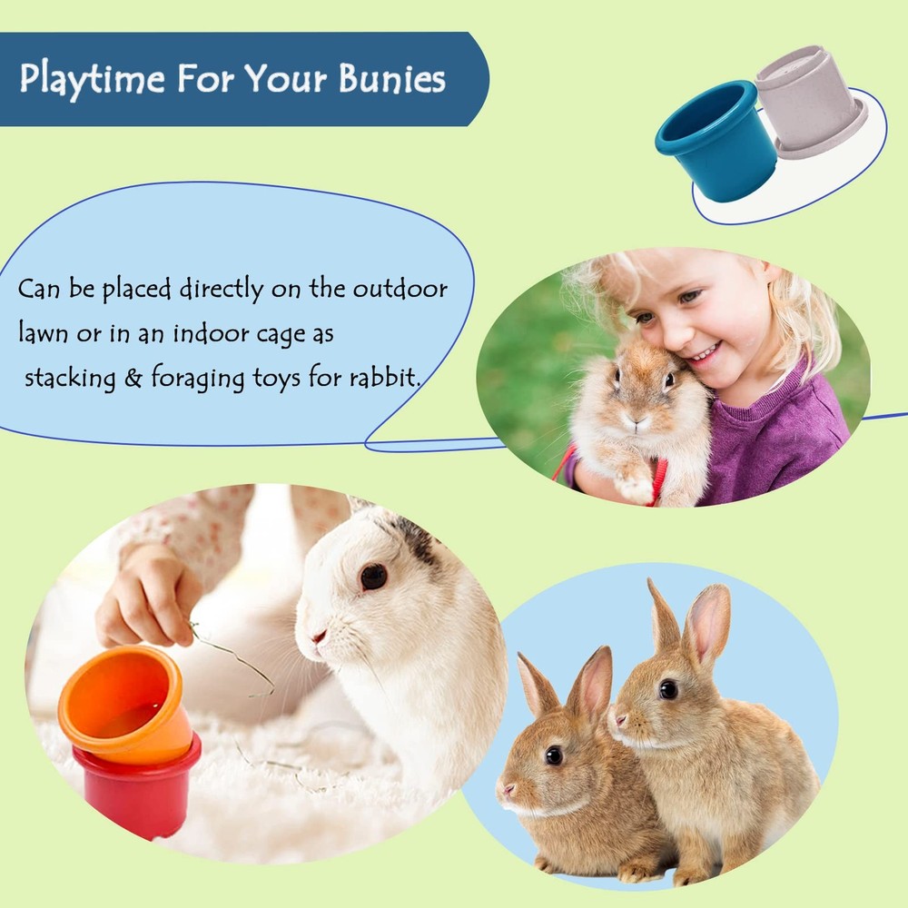 Multi-Colored Graduated Stackable Rabbit Toys - 8 Pcs Reusable Cute Animal De...
