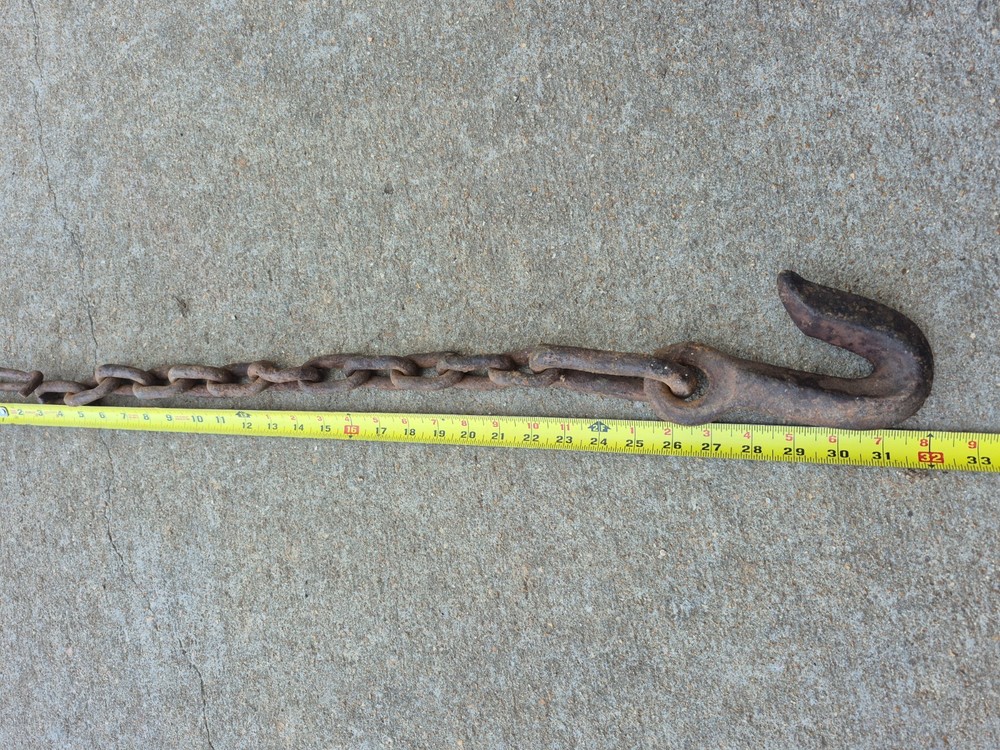 Hand Forged Hook & Chain Primitive Blacksmith Made 32" long!