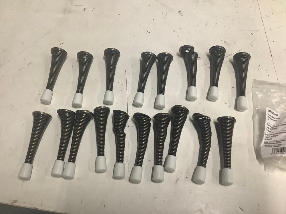 Hardwire Essentials 3 in. Antique Brass Broad Base Spring Door Stop (18-Pack)