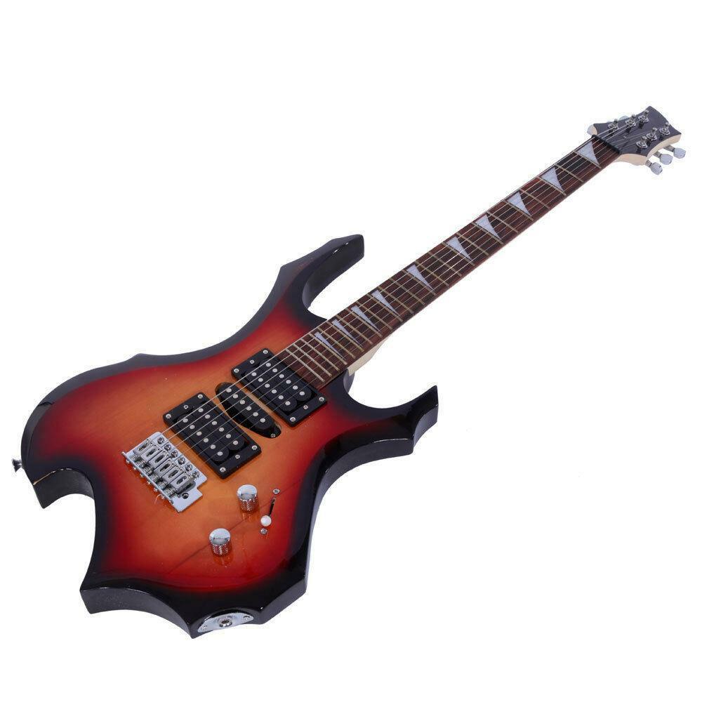 Glarry Sunset Flame Type Beginner Practice Right-Handed Electric Guitar Set