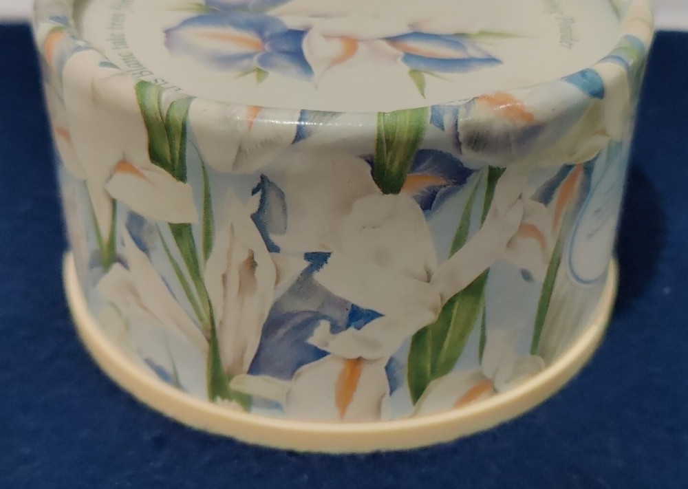 VTG Bronnley Dusting Powder White Iris Round Box Almost Empty