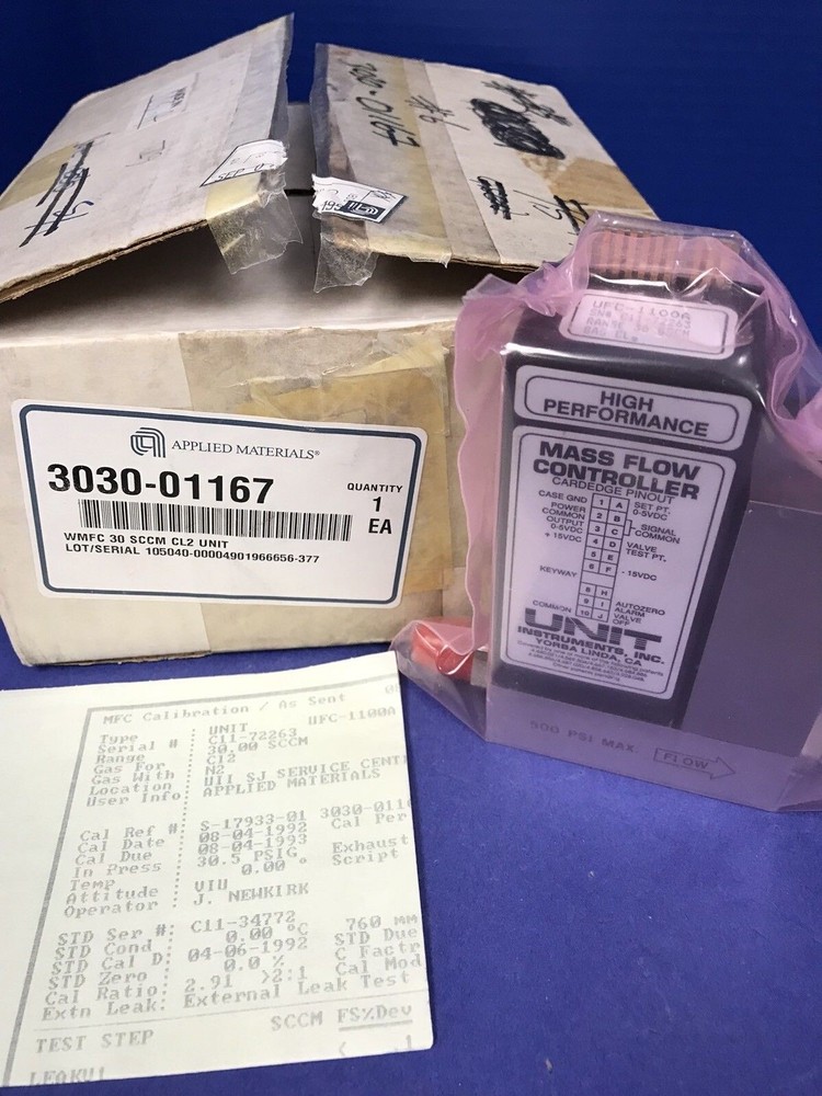 Unit UFC-1100A Mass Flow Controller, CL2, 30 SCCM, Refurbished