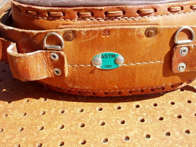 BASHLIN D24 CLIMBING LINEMAN BELT #88 UTILITY POLE BROWN LEATHER FAIR CONDITION