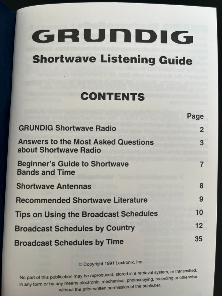 1991 Grundig Short Wave Listening Guide