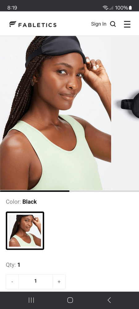 New Fabletics Black Sleep Eye Mask Relax Refresh