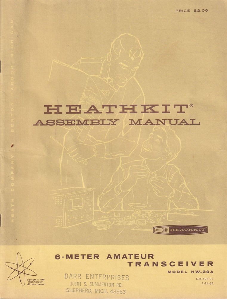GENUINE ORIGINAL HEATHKIT HW-29A 6 METER AMATEUR TRANSCEIVER ASSEMBLY MANUAL