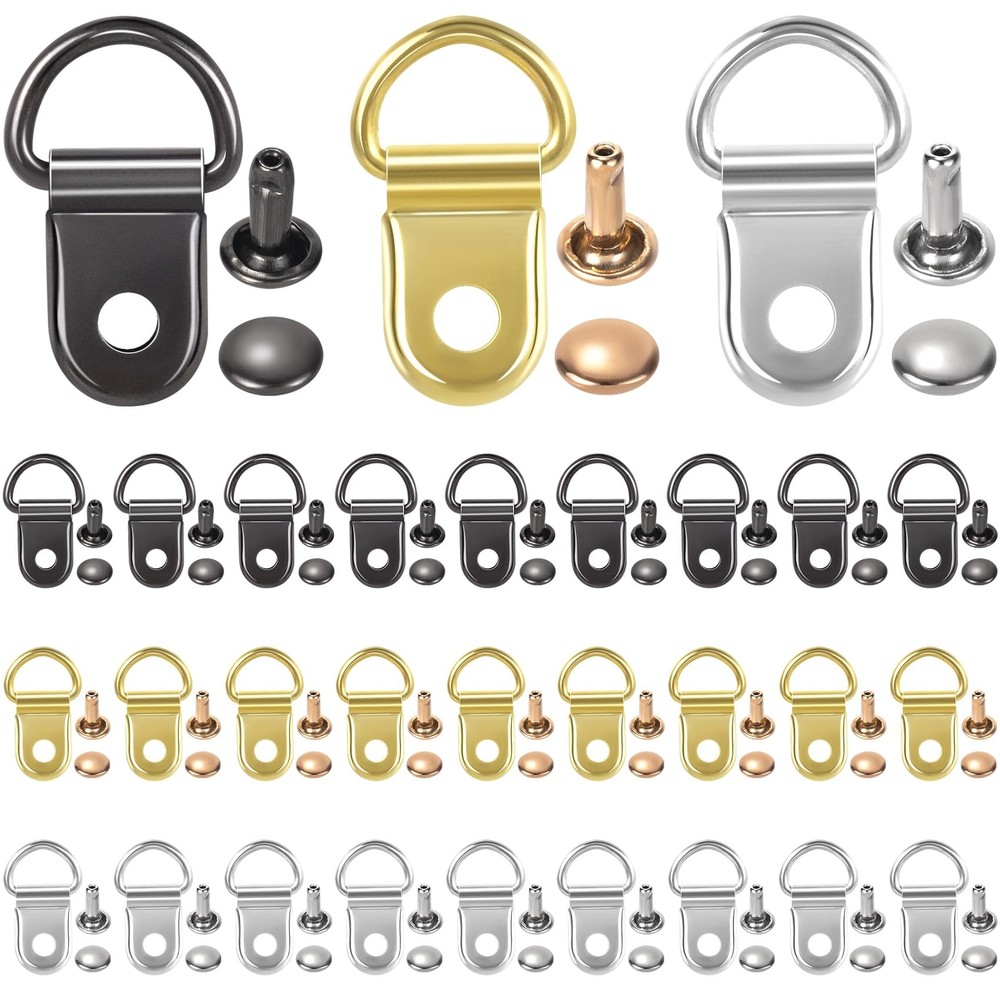30 Sets Shoes Boots Lace Hooks Loop Ring with Rivets Shoe Boot Buckle D Ring