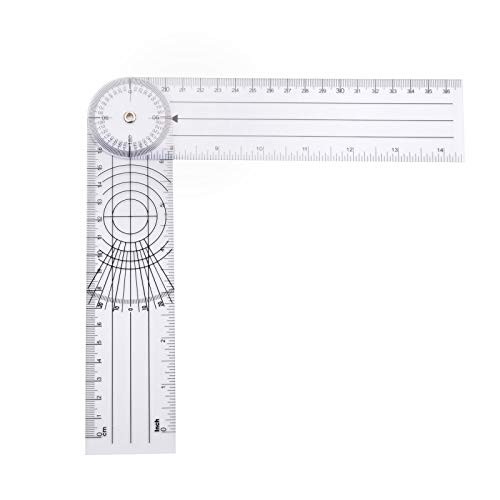 Clear Plastic Goniometer Can Rotate 360 Degree 7'' Arms, Quick Angle
