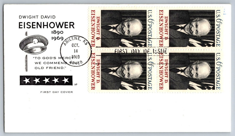 #1383 Dwight Eisenhower FDC HF Cachet