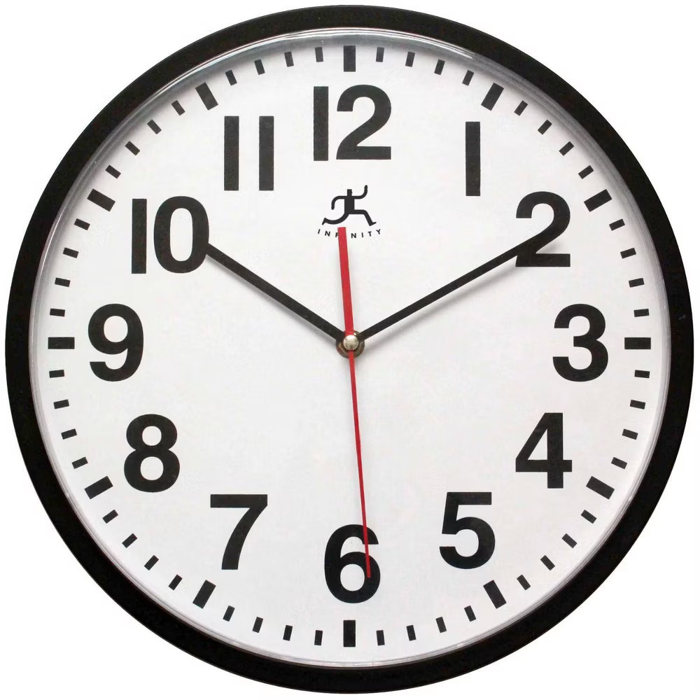 Infinity Instruments 13" Pure Wall Clock Black : Silent Movement,