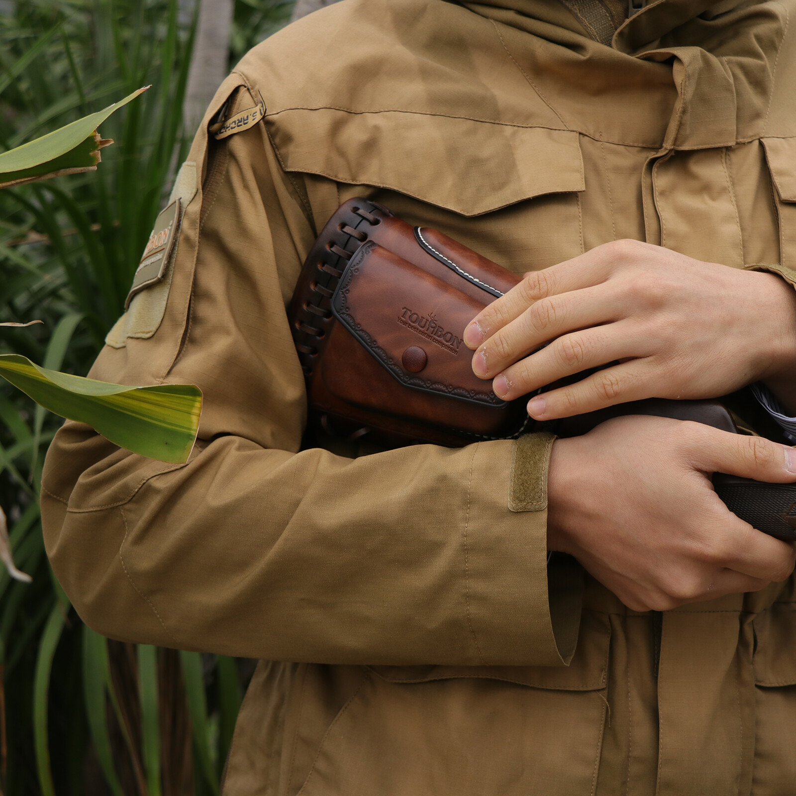 Tourbon Leather Slipon Recoil Pad Rifle Cheek Rest Riser Gun Buttstock Cover Bag