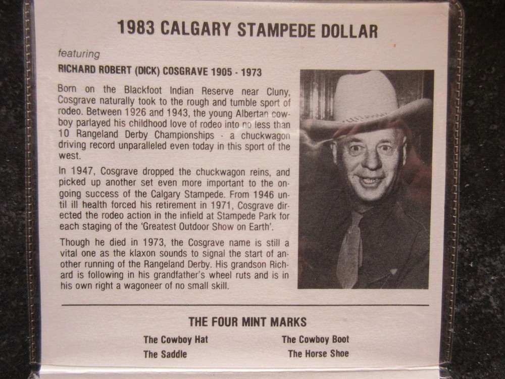 1983 Calgary Stampede Four Mint Mark Dollar Set