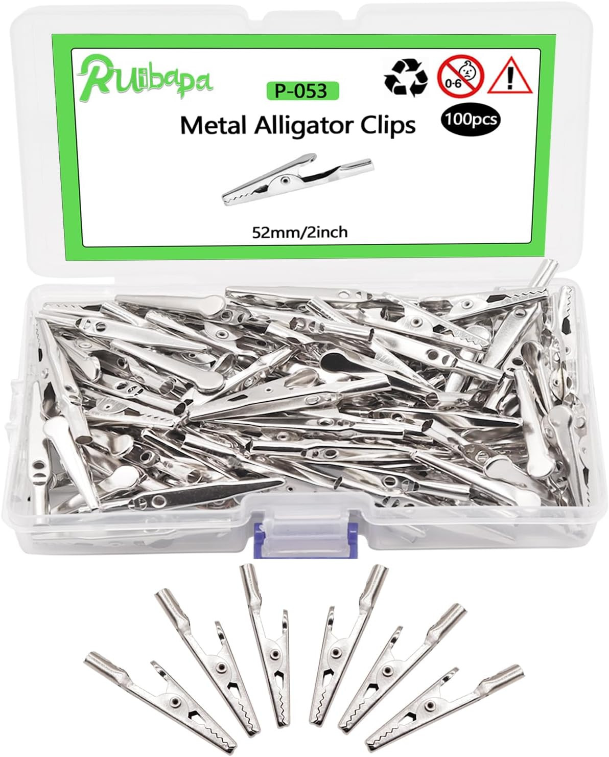 100 Pcs Metal Alligator Clips 52 Mm for Household Soldering and Electrical Test