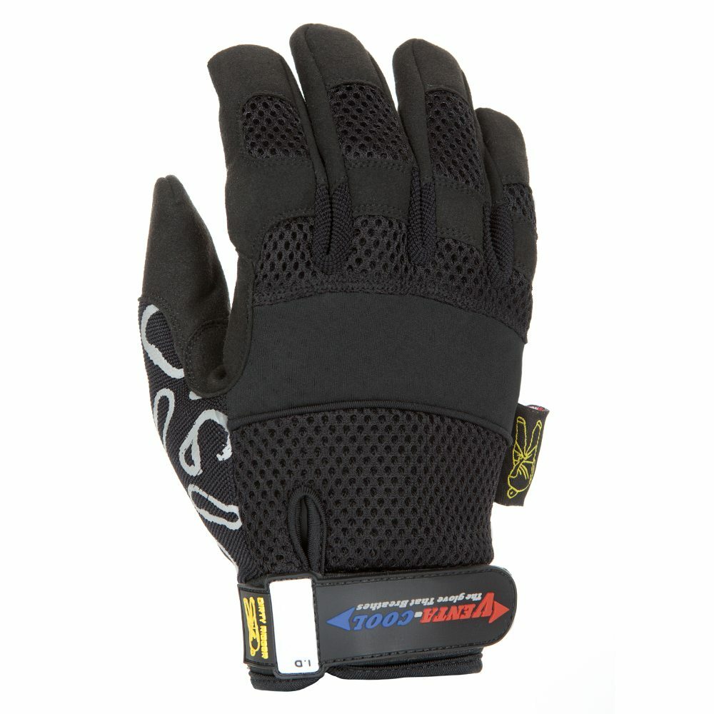 DIrty Rigger Venta-Cool Full Fingered High Ventilation Work Gloves Black, Large