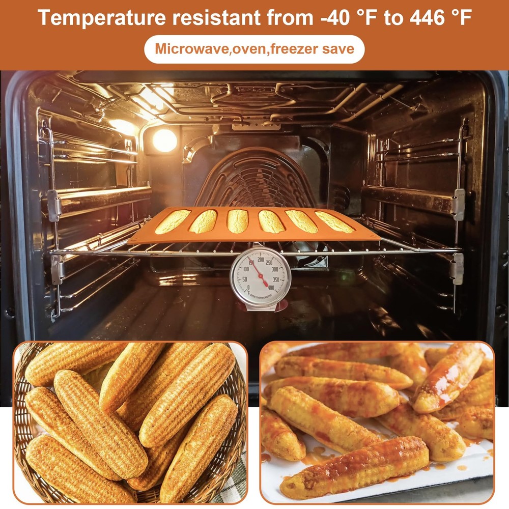 2 PCS Silicone Corn Stick Bread Pan Cob Molds Baking Cornbread Golden Brown