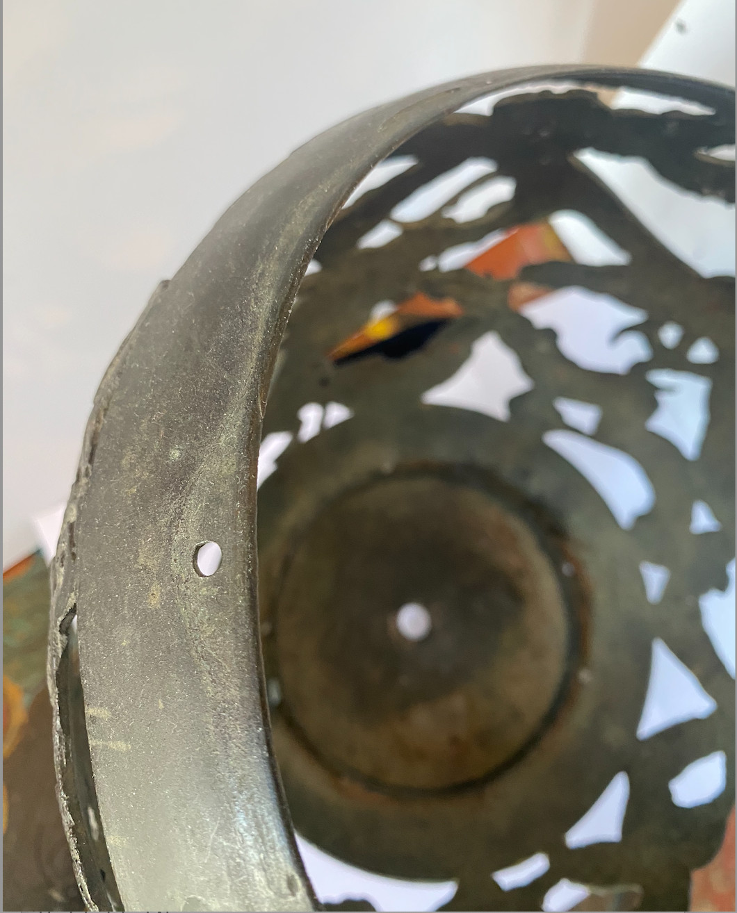 Antique Chinese Qing Dynasty Openwork Bronze with Dragon & Clouds 9” 4lbs c.1900