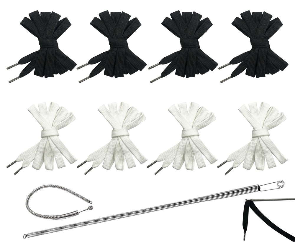 Serobela 1/2" x 59" Flat Drawstring Cord with Easy Threader Black/White