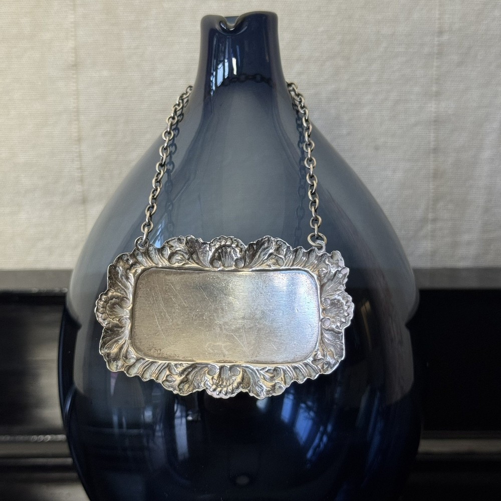 Hallmarked Sterling Silver SHERRY Decanter Label, 1978, London, Shell Pattern