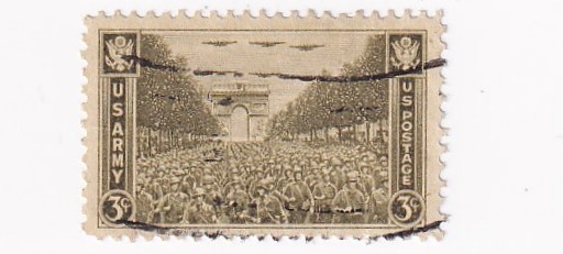 STAMP US SCOTT 934 "US Troops & L' Arc de Triomphe" 3 CENT 1945 USED FANCY - D