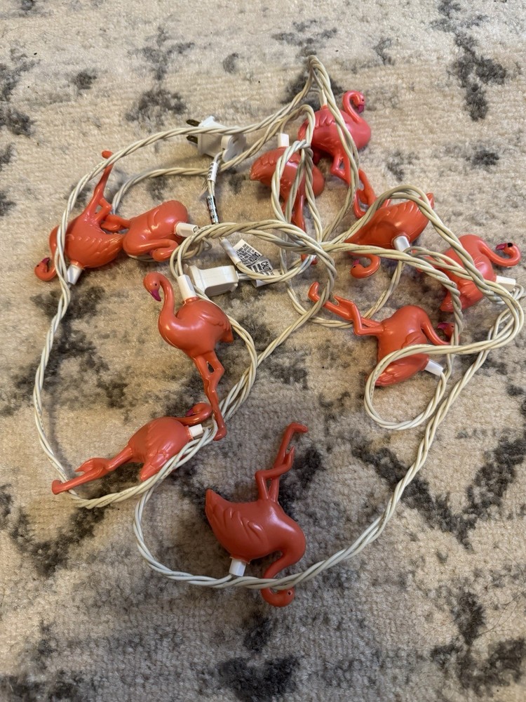Flamingo Party String Lights, 10-Pack, Pink, Tropical Working