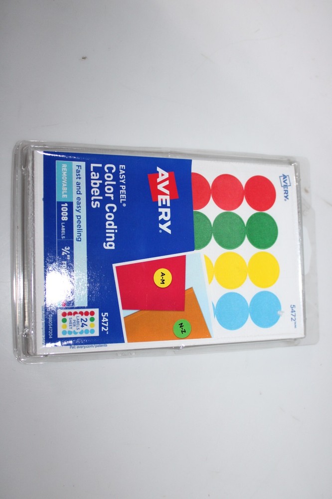Avery Color Coding Removable labels(Assorted Colors) 1008 Labels per Pack#5472
