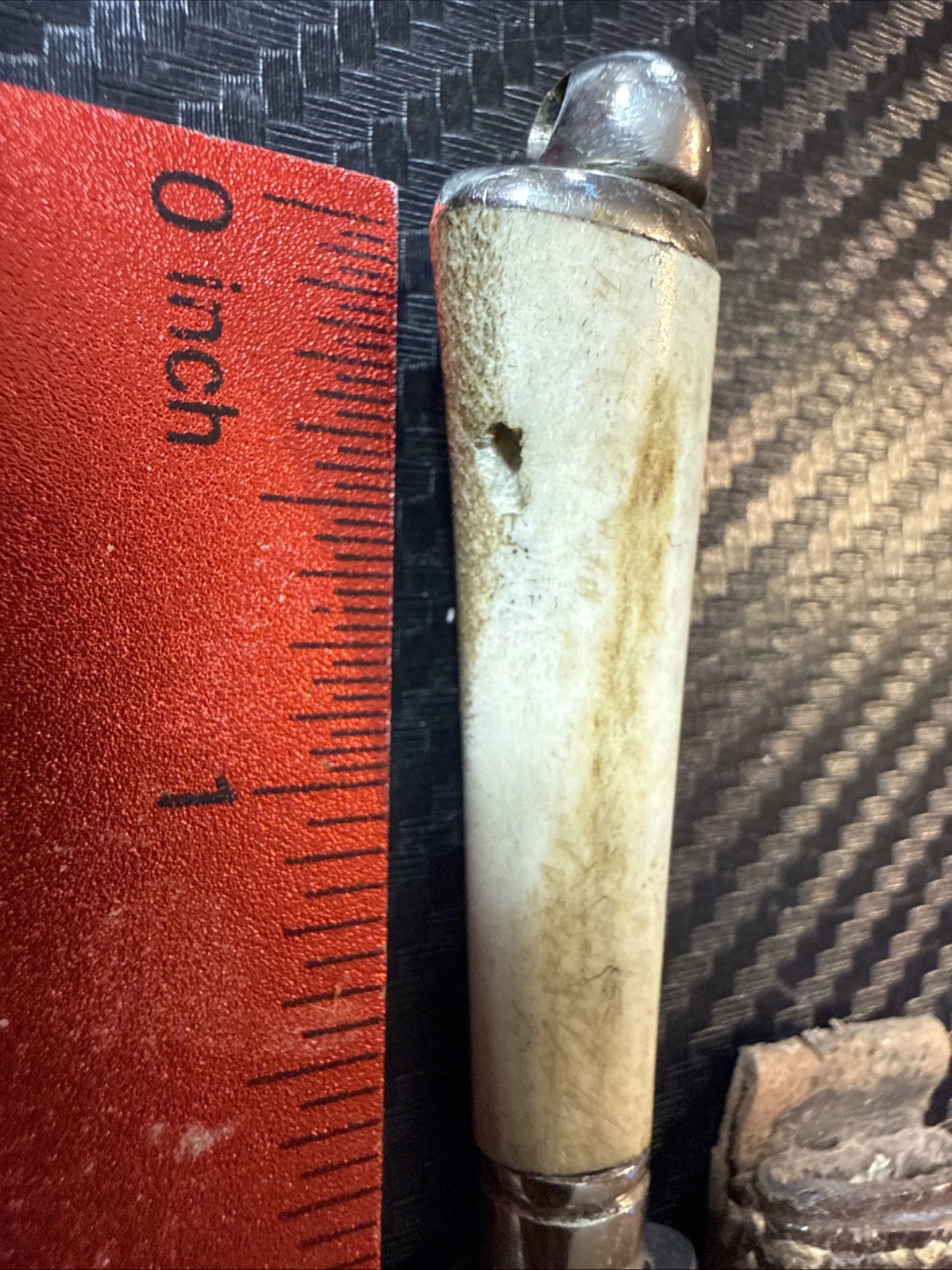 Vintage Stag Handle Straight Blade Knife Used with Free Shipping