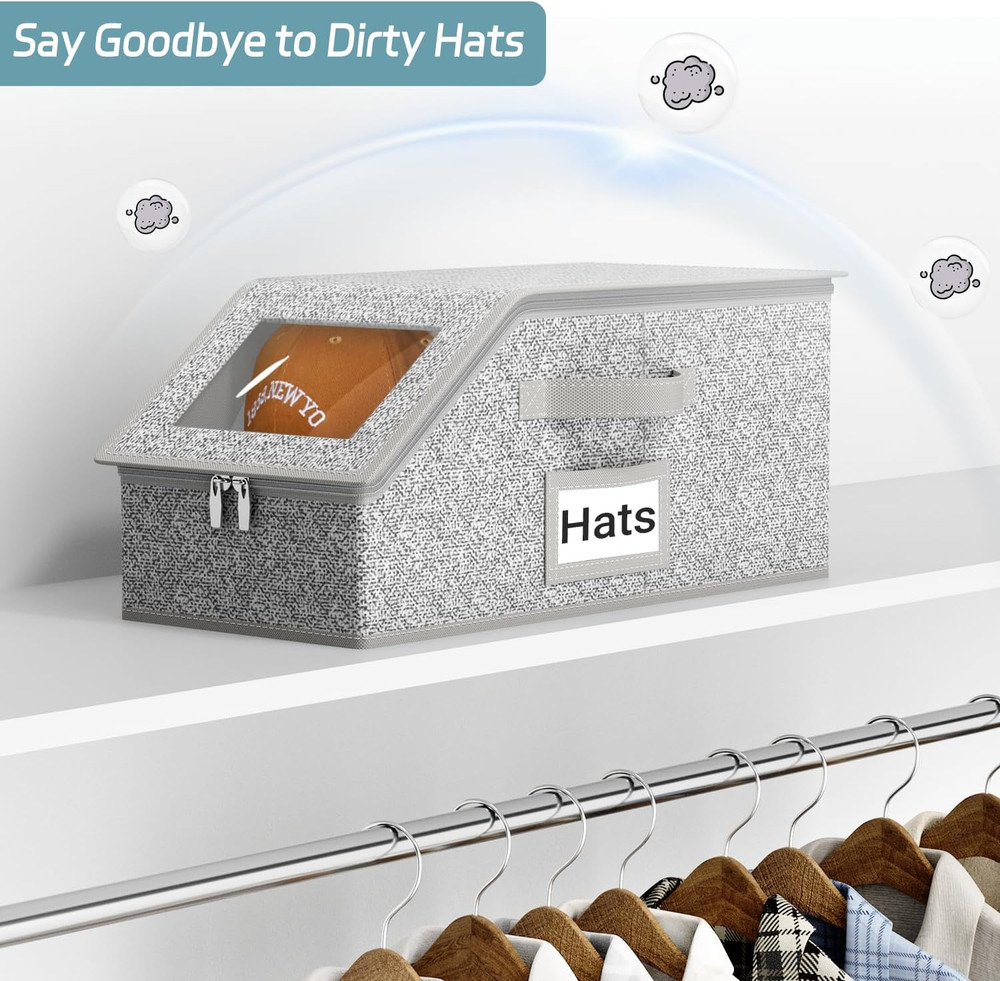2 PCS Stackable Hat Storage for Baseball Caps, Holds up to 24 Caps Hat Organizer