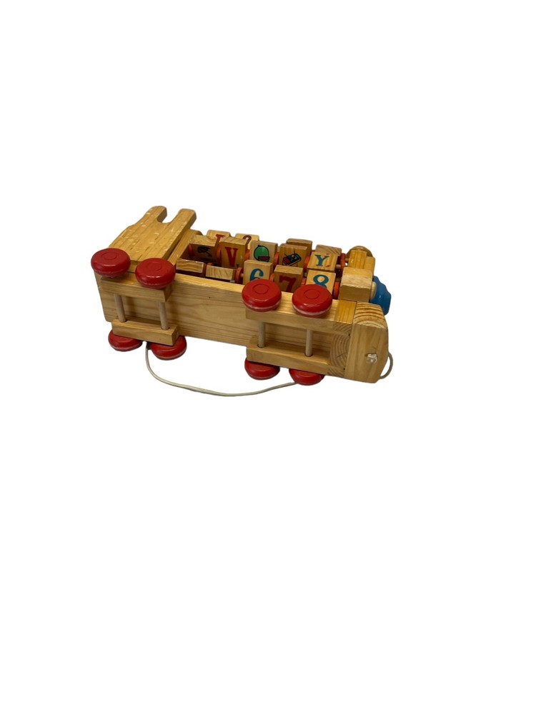 Vintage Wooden Train Engine Alphabet Push/Pull Toy