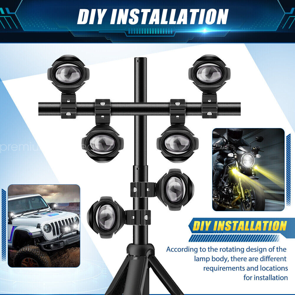 2Pc 3inch LED Spot Work Light Fog Lamp Driving Headlight Yellow White Motorcycle