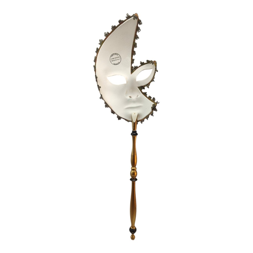 Mask Venice Stick Moon Carnival Black