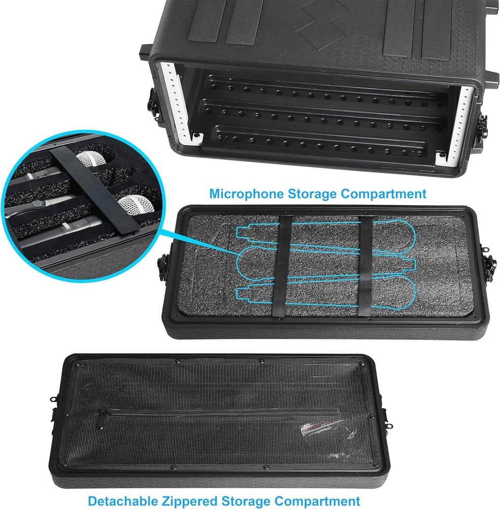 4U Rack Case Shallow 17" Depth, 19" Rackmount Flight Case for DJ Amplifier Audio