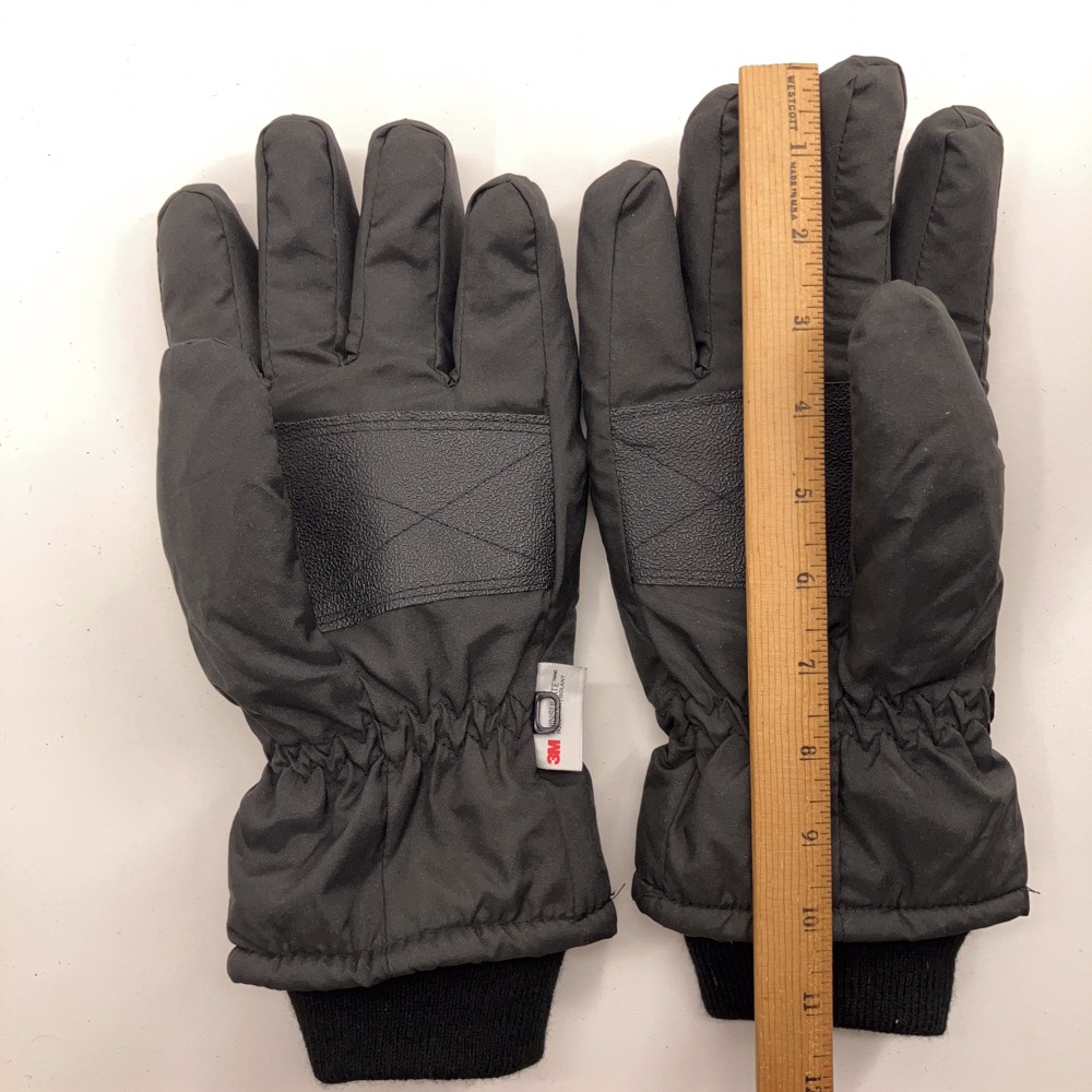 Men L Waterproof Black Winter Ski Gloves Plain
