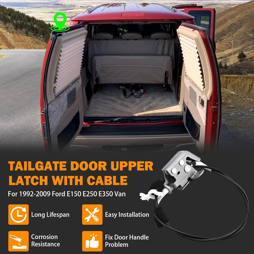 Rear Upper Cargo Door Latch Cable for 1992-2009 Ford E150 E250 E350 Van Driver